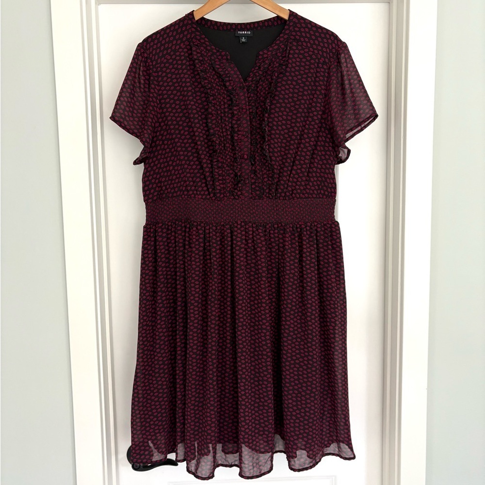Torrid All Over Lip Print Knee Length Dress Size 2X